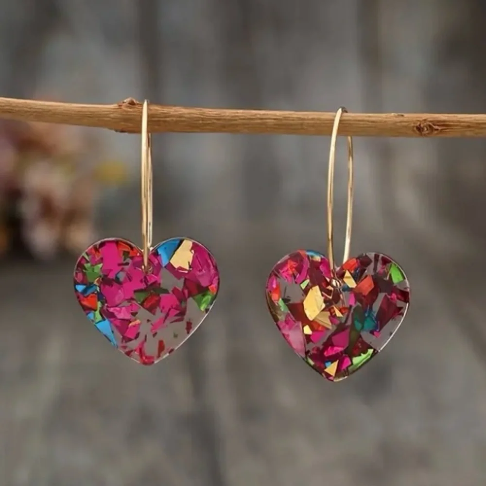 ✨Zara Murano Pink Heart Earrings
